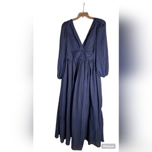 Pomuyoo Navy Blue Long Sleeve Maxi Dress Women’s Size 14